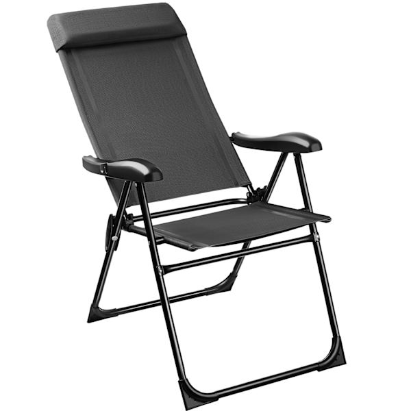 tectake Foldbar campingstol Müritz med hovedpude - Sæt med 2 stk. Sæt med 2 stk. Graphite grey