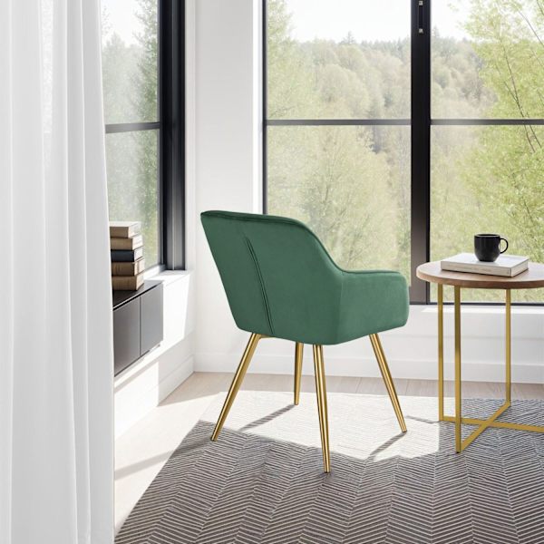 tectake Stol Marilyn velour, guld -  mørkegrøn/guld Dark green