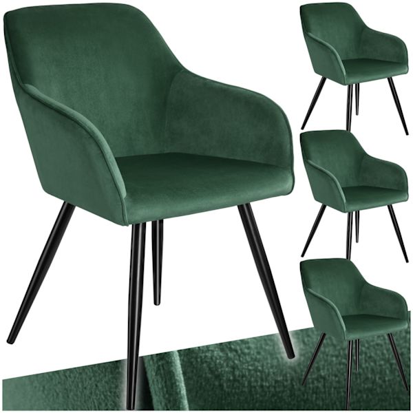 tectake Stol Marilyn velour -  mørkegrøn/sort Dark green