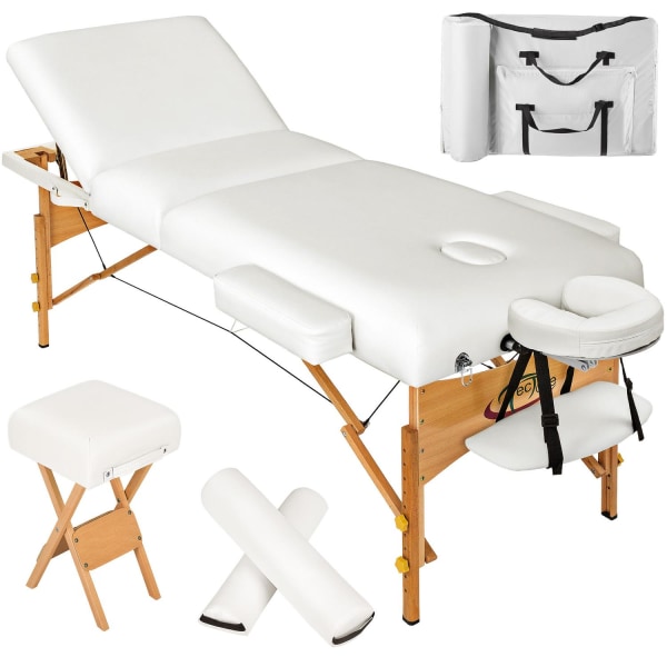 tectake Massagebriks med 3 zoner 10cm polstring + ruller + skamm White