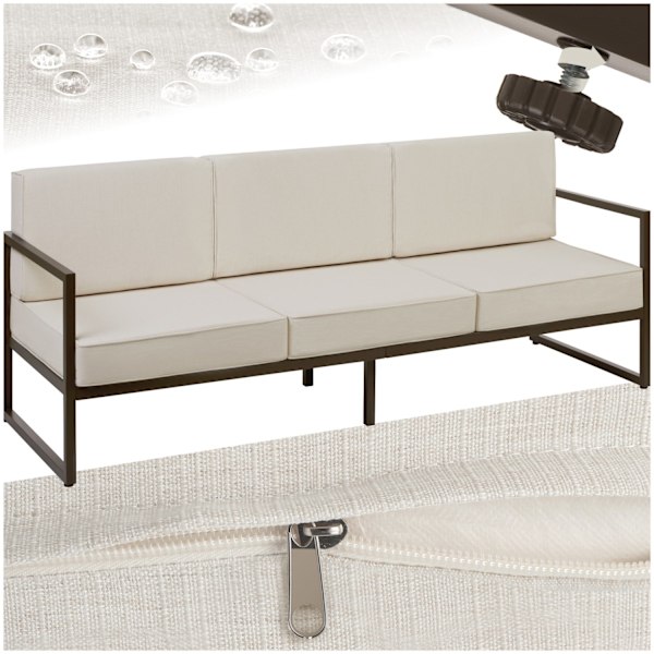 tectake Loungesofa Comosa, 3-personers, XXL-polstring Beige