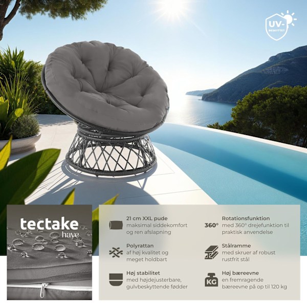 tectake Polyrattan havestol Gargano -  sort Black