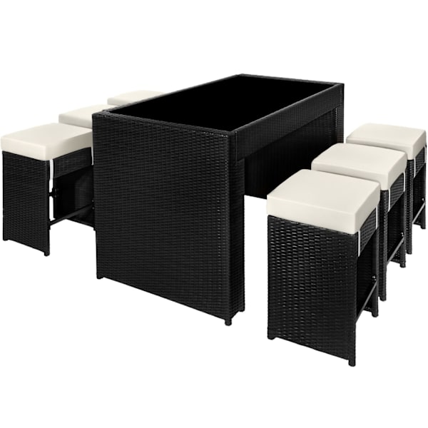 tectake Polyrattan loungesæt Ibiza med overtræk -  sort Black