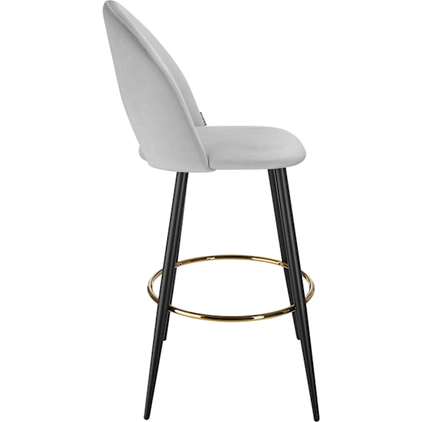 Barstol Sachel med rygstøtte, velour look - lysegrå/sort,Sæt med 2 stk. Light grey