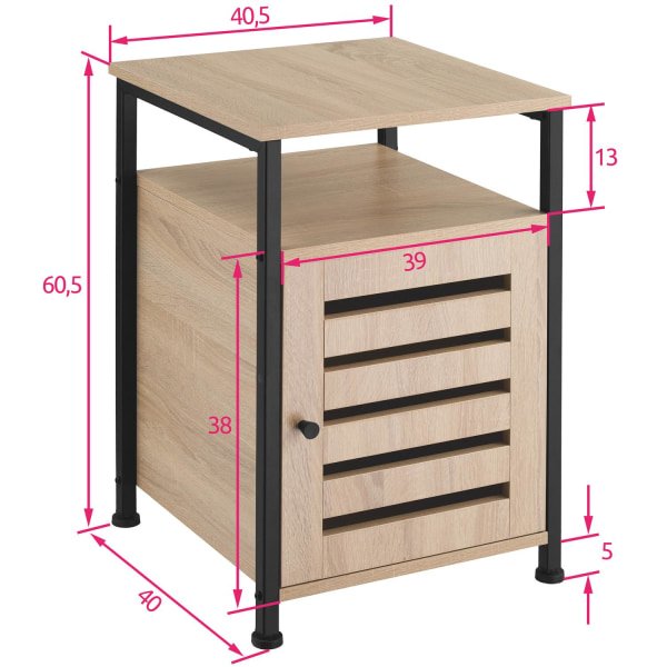 tectake Kommode Cork -  Industrielt lyst træ, egetræ Sonoma Light brown