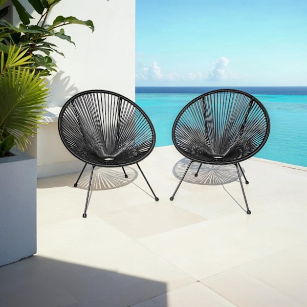tectake 2 Havestole Santana -  sort Black