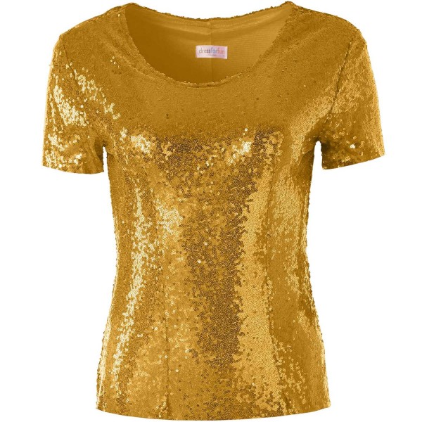 tectake Paillet T-shirt guld Gold L