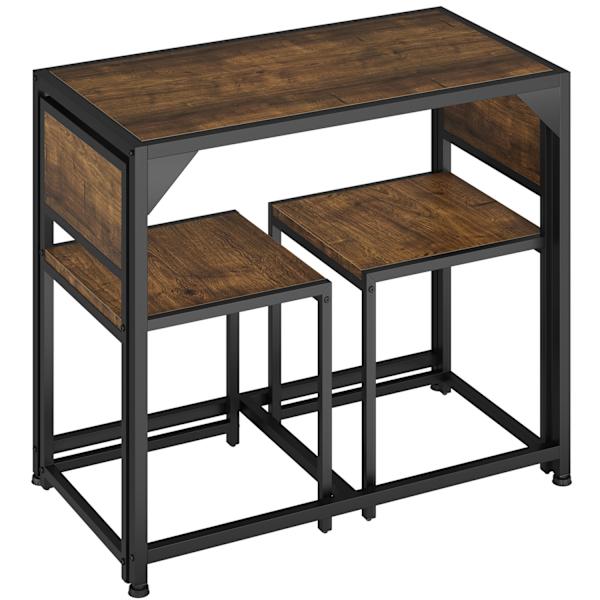 tectake Spisebordssæt Milton -  Industrielt mørkt træ, rustikt Dark brown