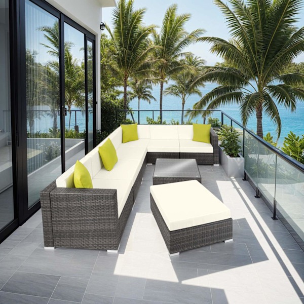 tectake Polyrattan loungesæt Marbella -  grå Grey