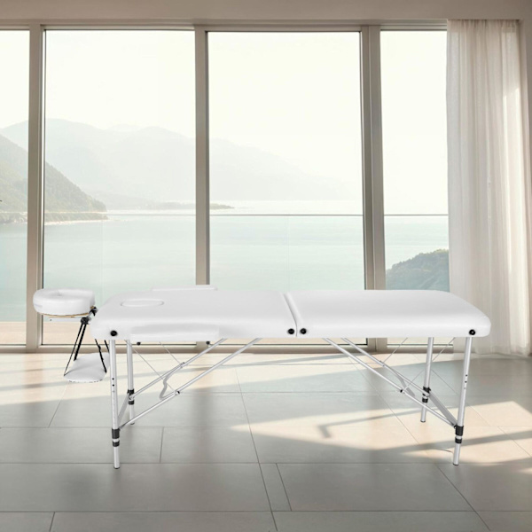tectake Massagebriks med 2 zoner, polstring, massageruller og aluminiumsstel -  hvid White