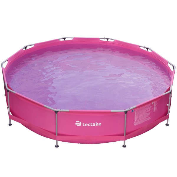 tectake Badebassin rund med pumpe Ø 360 x 76 cm -  pink Pink