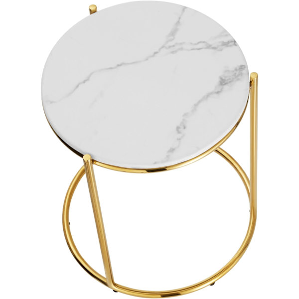 Sidebord Ellsa, marmorplade, stålramme - hvid/guld,pr. stk. hvid/guld