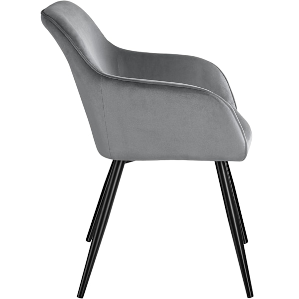 tectake Stol Marilyn velour -  grå/sort Black