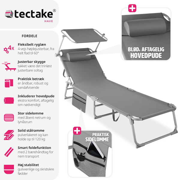 tectake Solseng Chloé 4-trins, hovedpude og taske -  grå Grey