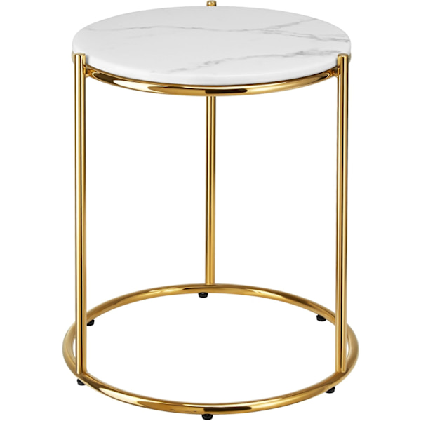 Sidebord Ellsa, marmorplade, stålramme - hvid/guld,pr. stk. hvid/guld