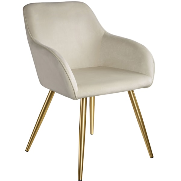 tectake Stol Marilyn velour, guld -  creme/guld creme/guld