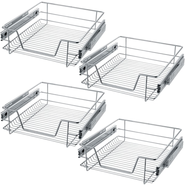 tectake 4 trådkurve til køkken- og soveværelsesskabe - 50 cm 50 cm Grey