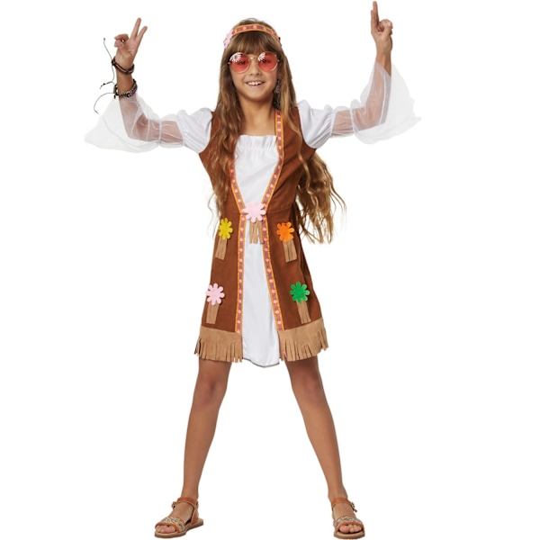 tectake Groovy Hippie børnekostume Brown 158 (From 12 years)