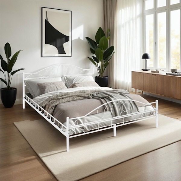 tectake Sengeramme med lamelbund, Klassisk - 200 x 180 cm White