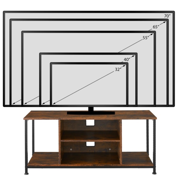 tectake Tv-bord med 4 åbne rum og justerbar hylde - 110 cm Dark brown