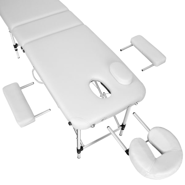 tectake Massagebriks med 2 zoner, polstring, massageruller og aluminiumsstel -  hvid White