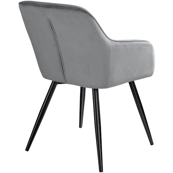 tectake Stol Marilyn velour -  grå/sort Black