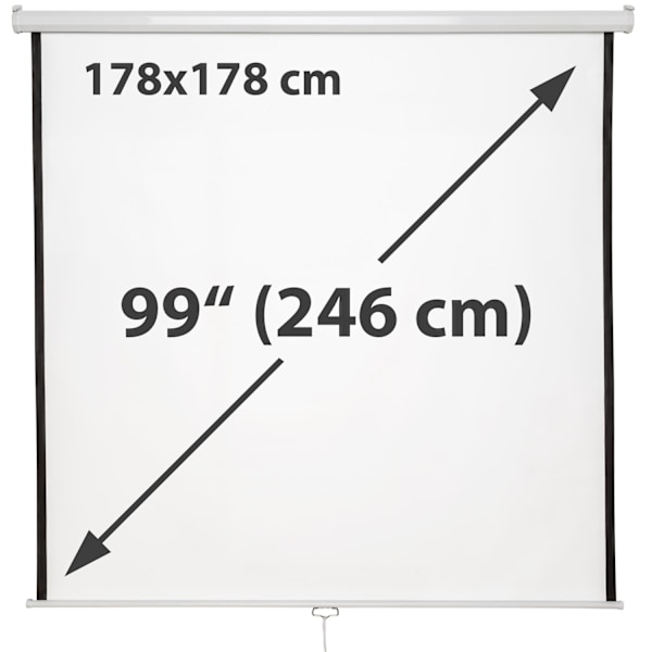 tectake Projektorlærred HDTV - 178 x 178 cm 178 x 178 cm White