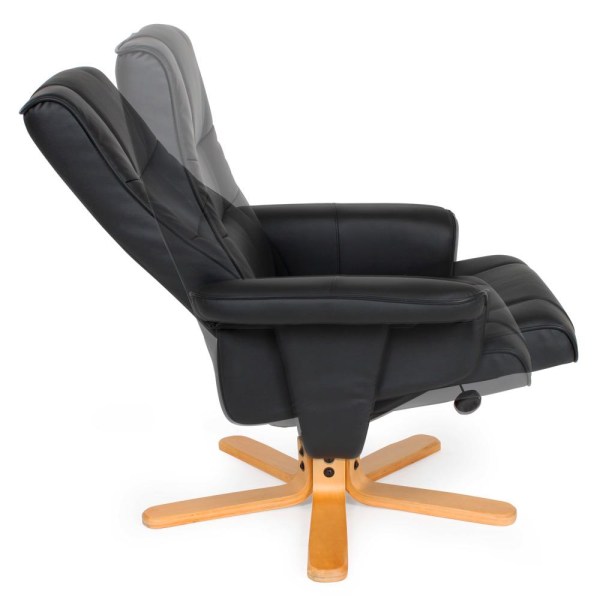 tectake Lænestol med skammel Model 1 -  sort/beige Beige