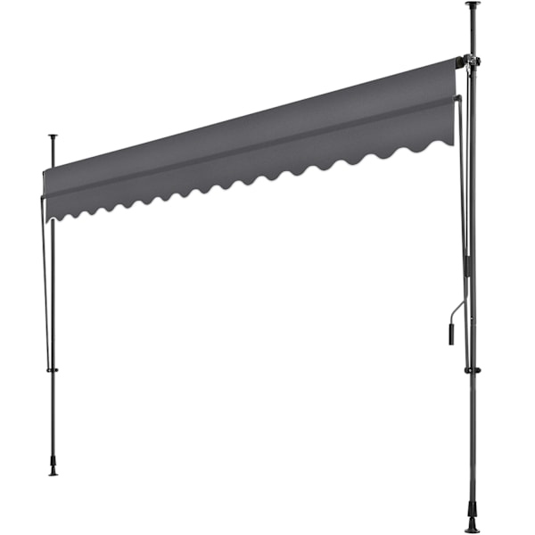 tectake Markise med håndsving, højdejusterbar - 400 x 180 cm Grey