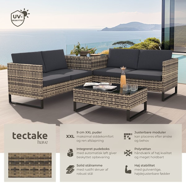 tectake Polyrattan loungesæt Ostuni - natur natur Nature