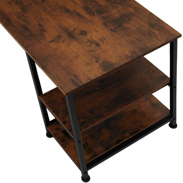 tectake Skrivebord Stoke 137x55x75cm -  Industrielt mørkt træ Dark brown