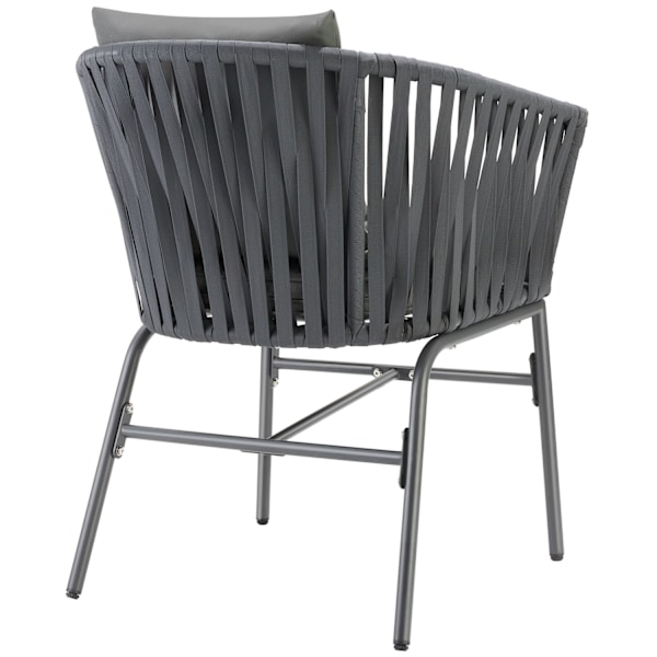 tectake Havestole Valeiras i rebdesign, 60x61x77cm - Sæt med 2 stk. Sæt med 2 stk. mørkegrå/mørkegrå