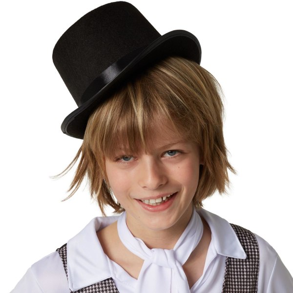 tectake Klassisk høj hat sort til børn Black