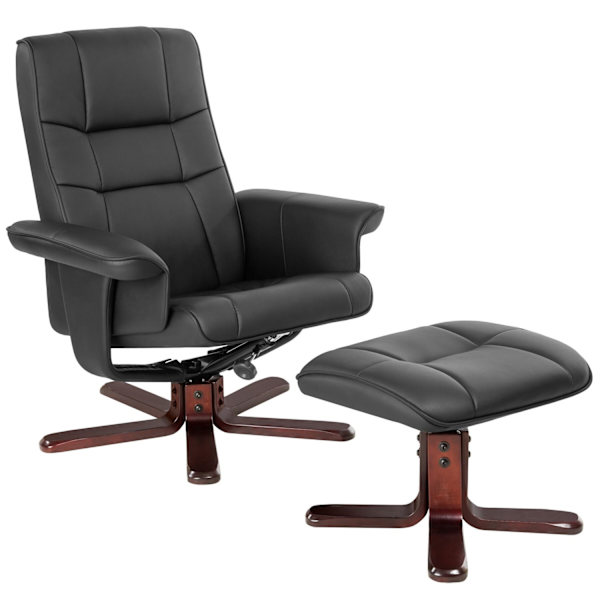 tectake Lænestol med skammel Model 1 -  sort/brun Brown
