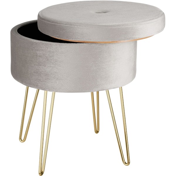 tectake Skammel Ava med opbevaringsplads -  lysegrå Light grey