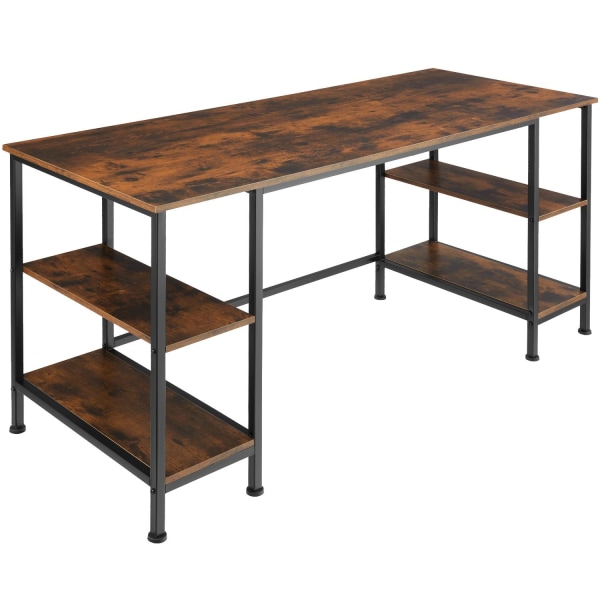tectake Skrivebord Stoke 137x55x75cm -  Industrielt mørkt træ Dark brown