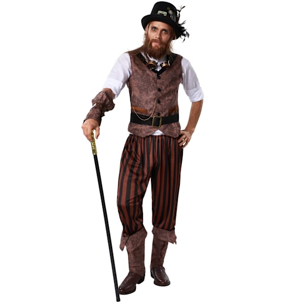 tectake Steampunk Eventyrer kostume mand White XXL