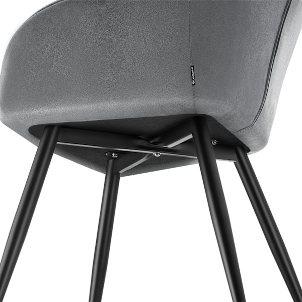 tectake Stol Marilyn, velour, quiltet -  grå/sort Black