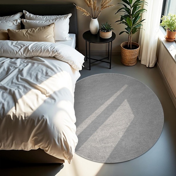 Kortluvet tæppe Soft Zone - grå,Ø 120 cm Grey