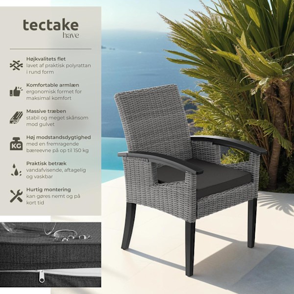 tectake Polyrattan havestol Rosarno -  grå Grey