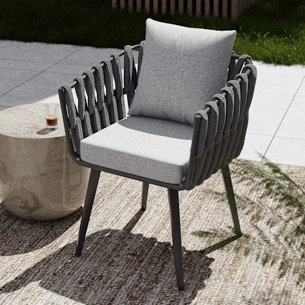 tectake Stol Lugano i reb-design med aluminiumsstel Graphite grey