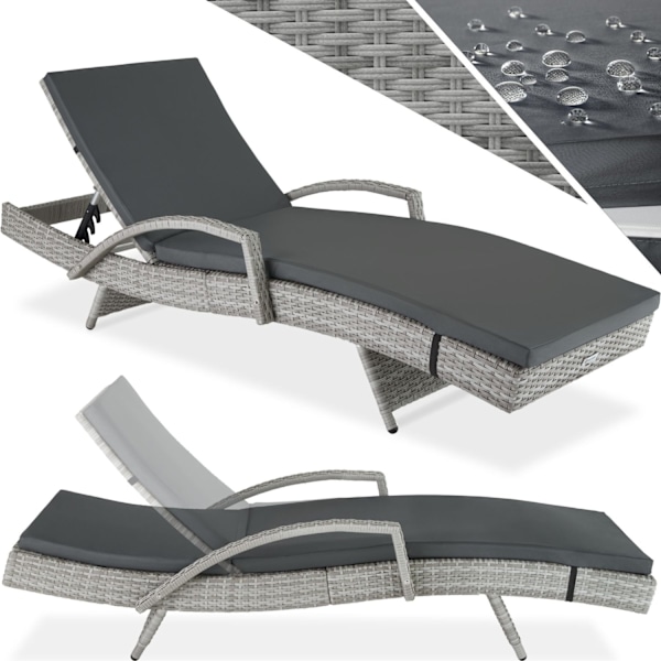 tectake Polyrattan liggestol Océane -  lysegrå Light grey