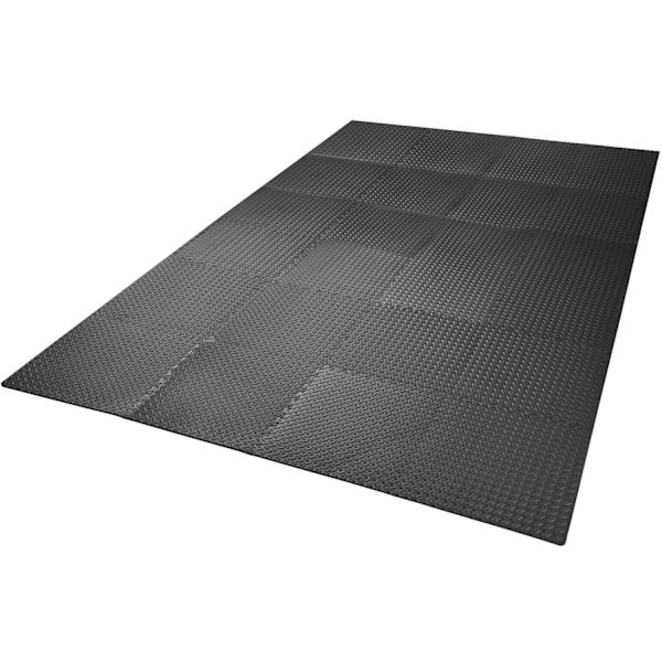 tectake Fitnessgulv med 24 brikker -  sort Black