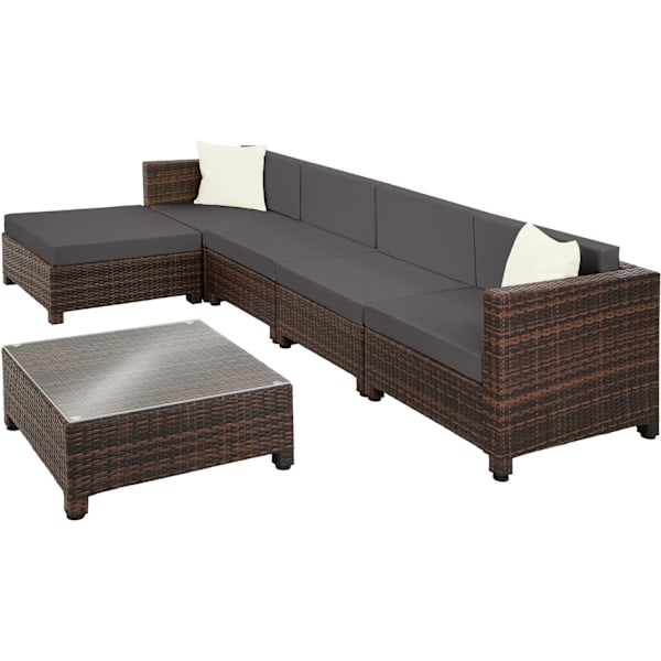 tectake Polyrattan loungesæt med aluminiumstel -  sort/brun Brown