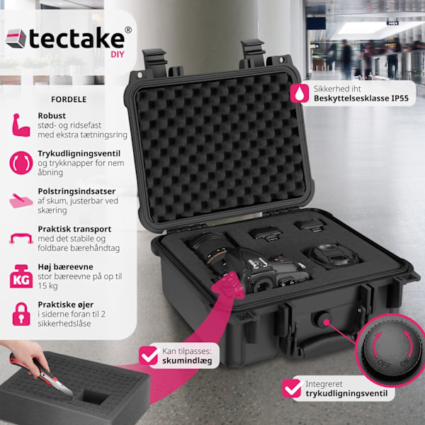 tectake Universalboks, kamerataske - M M Black