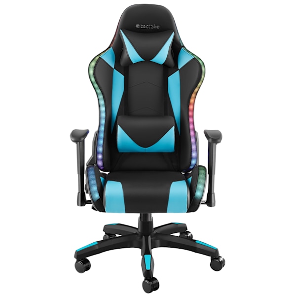 tectake Gamerstol Tartaros, LED, massagefunktion -  sort/azur Azure