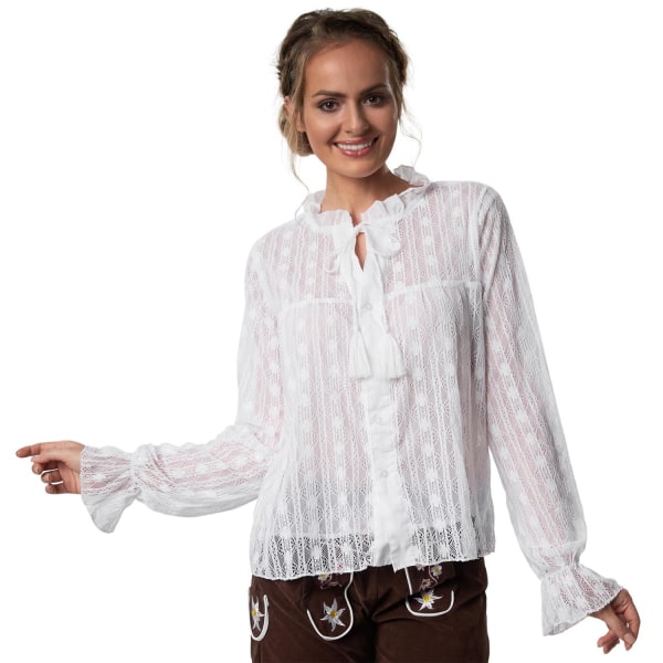 tectake Folkedragtbluse Tyroler Susanne White L