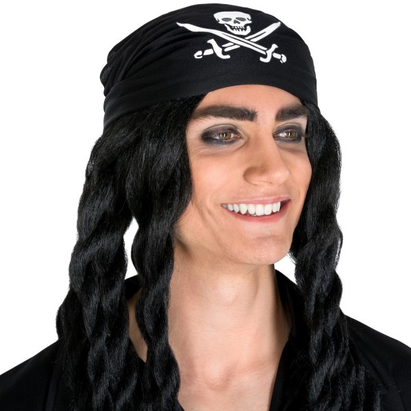 tectake Piraten Stubbeskæg kostume Black M