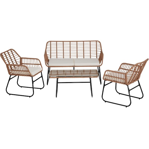 Havemøbelsæt polyrattan Molfetta XL til 4 personer - natur Nature