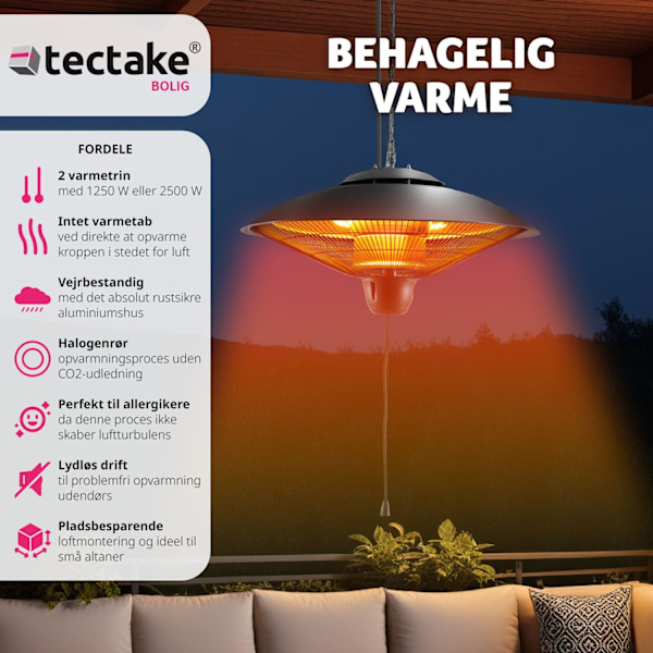 tectake Varmelampe Solaris, Infrarød Orbit 2500W Black